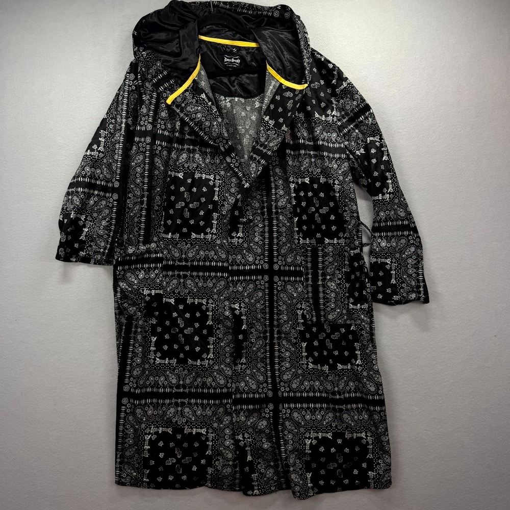 Dogg Supply by Snoop Dogg Lounge Robe Mens‎ M Black White Bandana Print Hooded